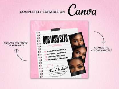 Pink Lash Tech Services Template Flyer - Shaima Studio