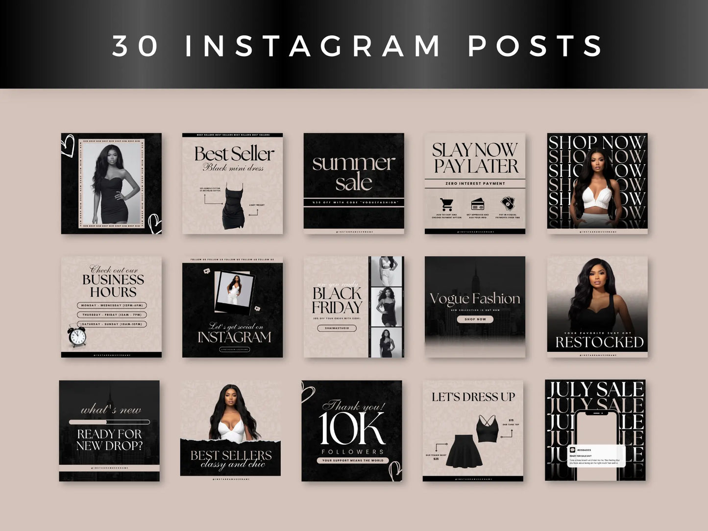 30 Beige Fashion Instagram Kit instagram posts