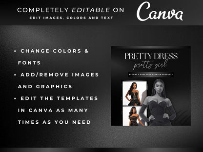 30 Black Fashion Instagram Kit editable on canva