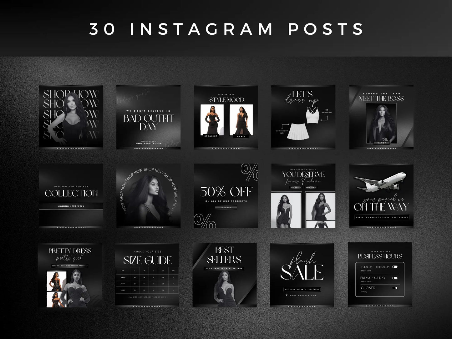 30 Black Fashion Instagram Kit 30 instagram posts