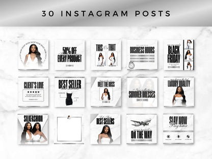 30 Silver & White Fashion Instagram Kit instagram posts