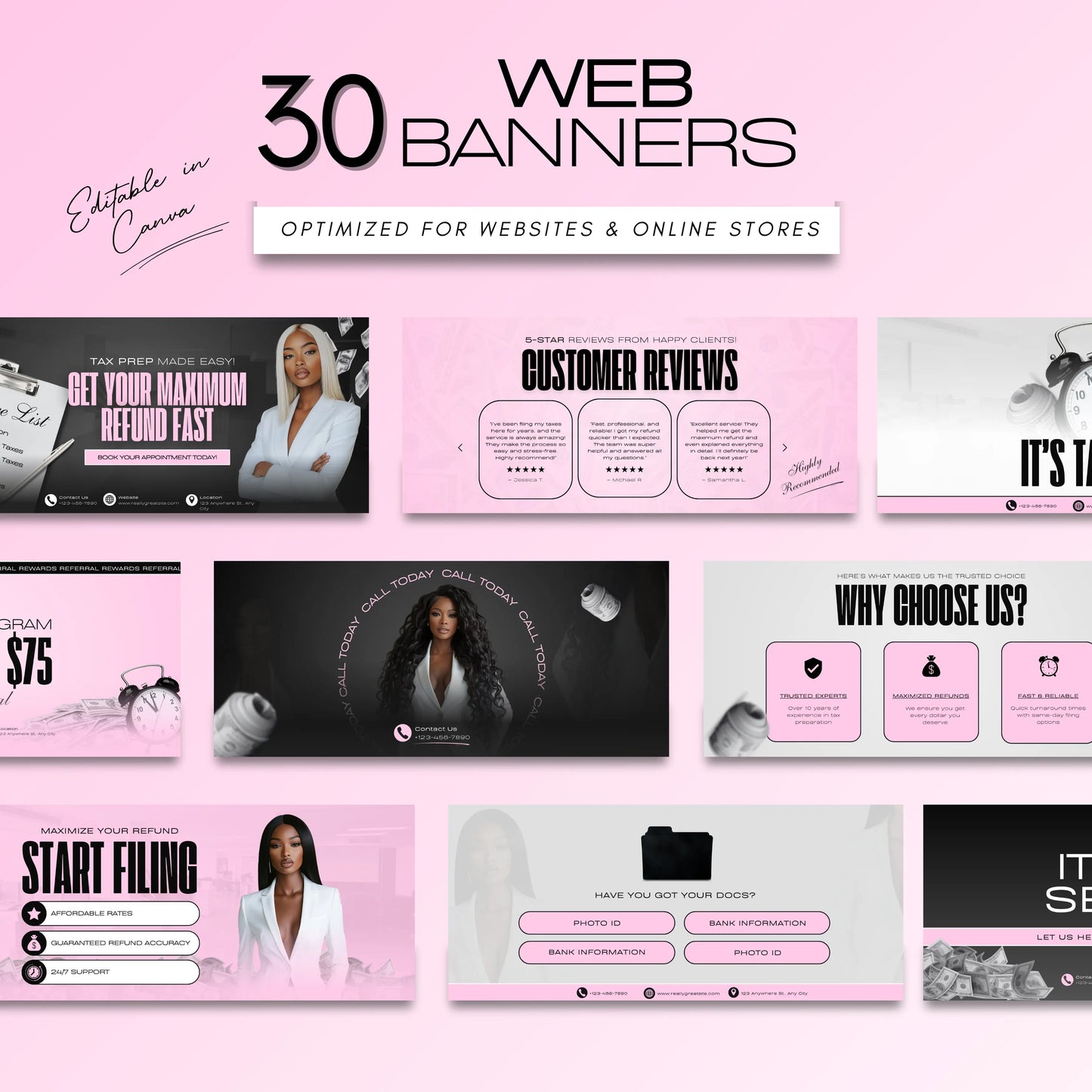 60 Tax Prep Banners | Accountant Templates | Corporate Business Website Banners | Credit Repair | Tax Consultation Banner | Shopify | Wix