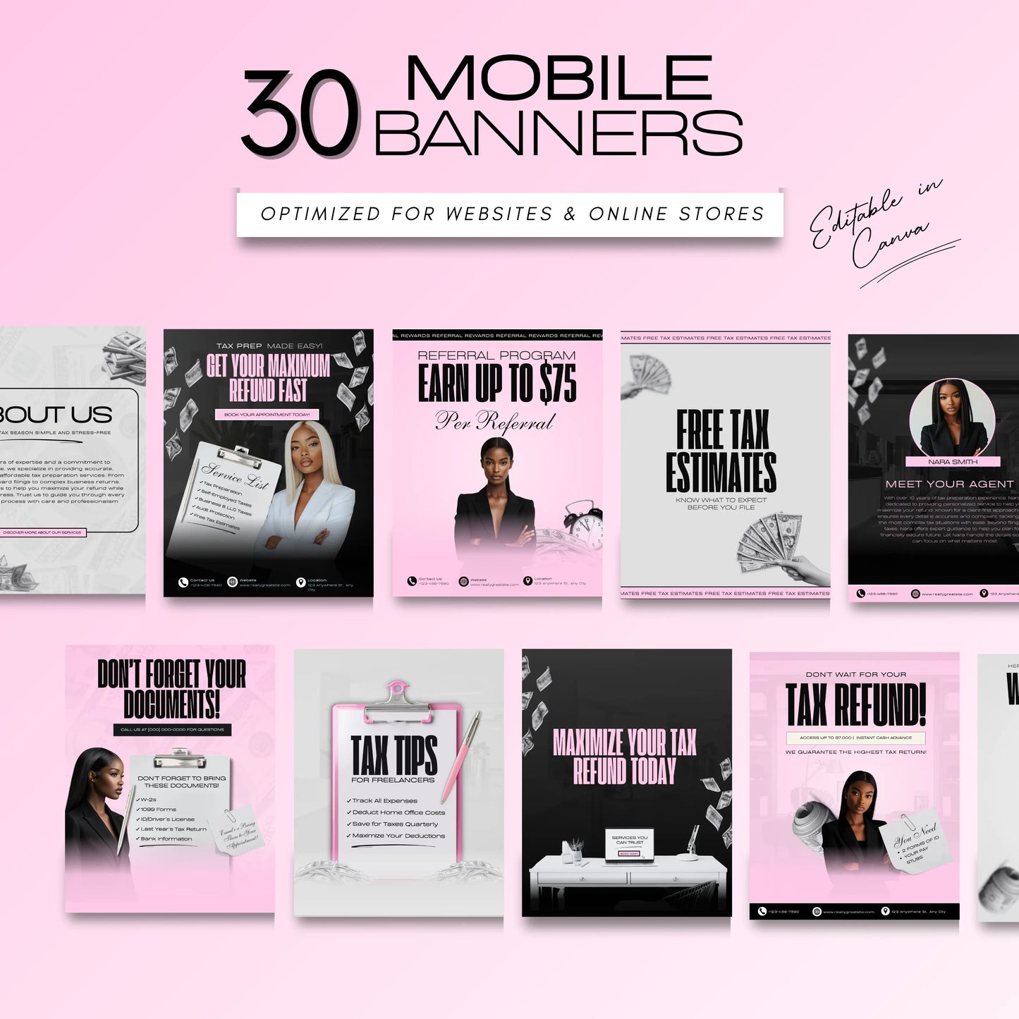 60 Tax Prep Banners | Accountant Templates | Corporate Business Website Banners | Credit Repair | Tax Consultation Banner | Shopify | Wix