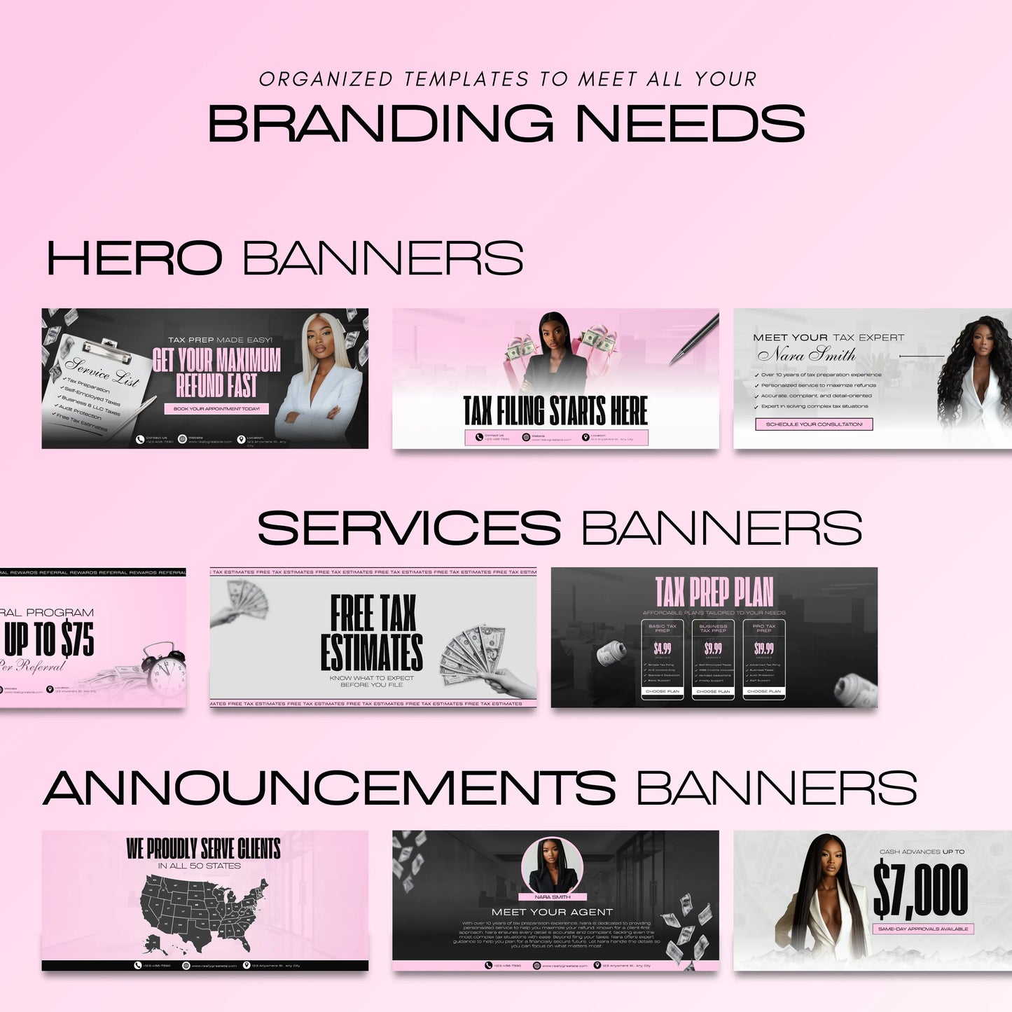 60 Tax Prep Banners | Accountant Templates | Corporate Business Website Banners | Credit Repair | Tax Consultation Banner | Shopify | Wix