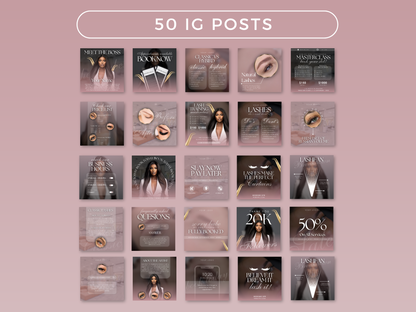 Gold & Pink Lash Tech Instagram Kit - Shaima Studio