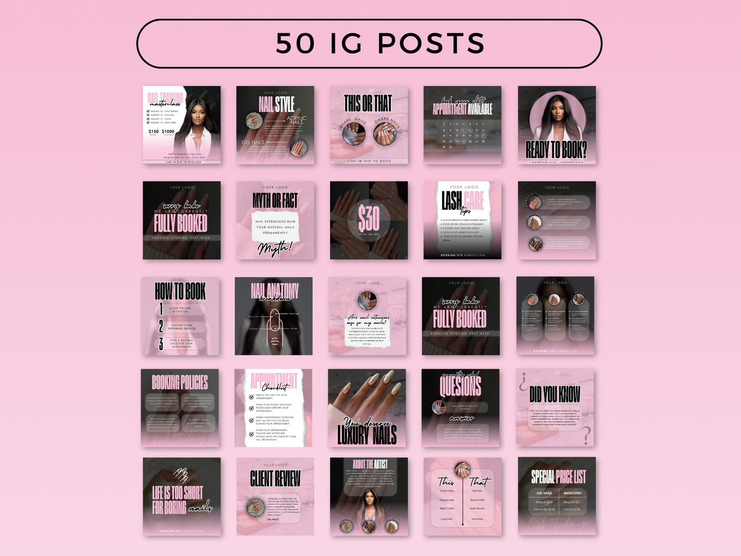 Pink & Black Nail Tech Instagram Kit