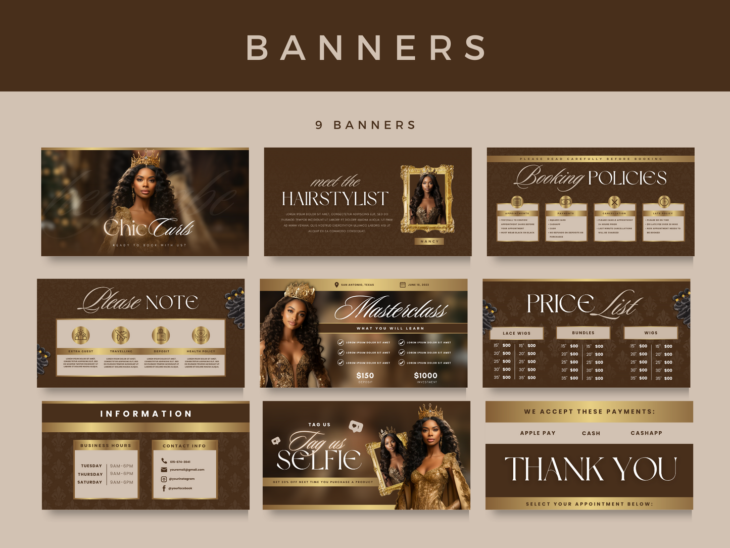 Gold & Brown Hair Acuity Scheduling Site