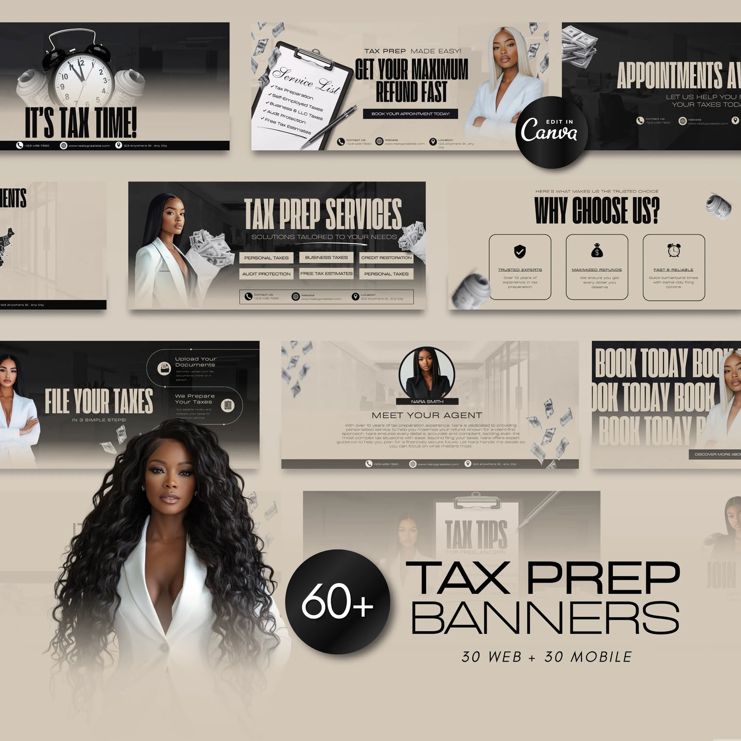 60 Tax Prep Banners | Accountant Templates | Corporate Business Website Banners | Credit Repair | Tax Consultation Banner | Shopify | Wix