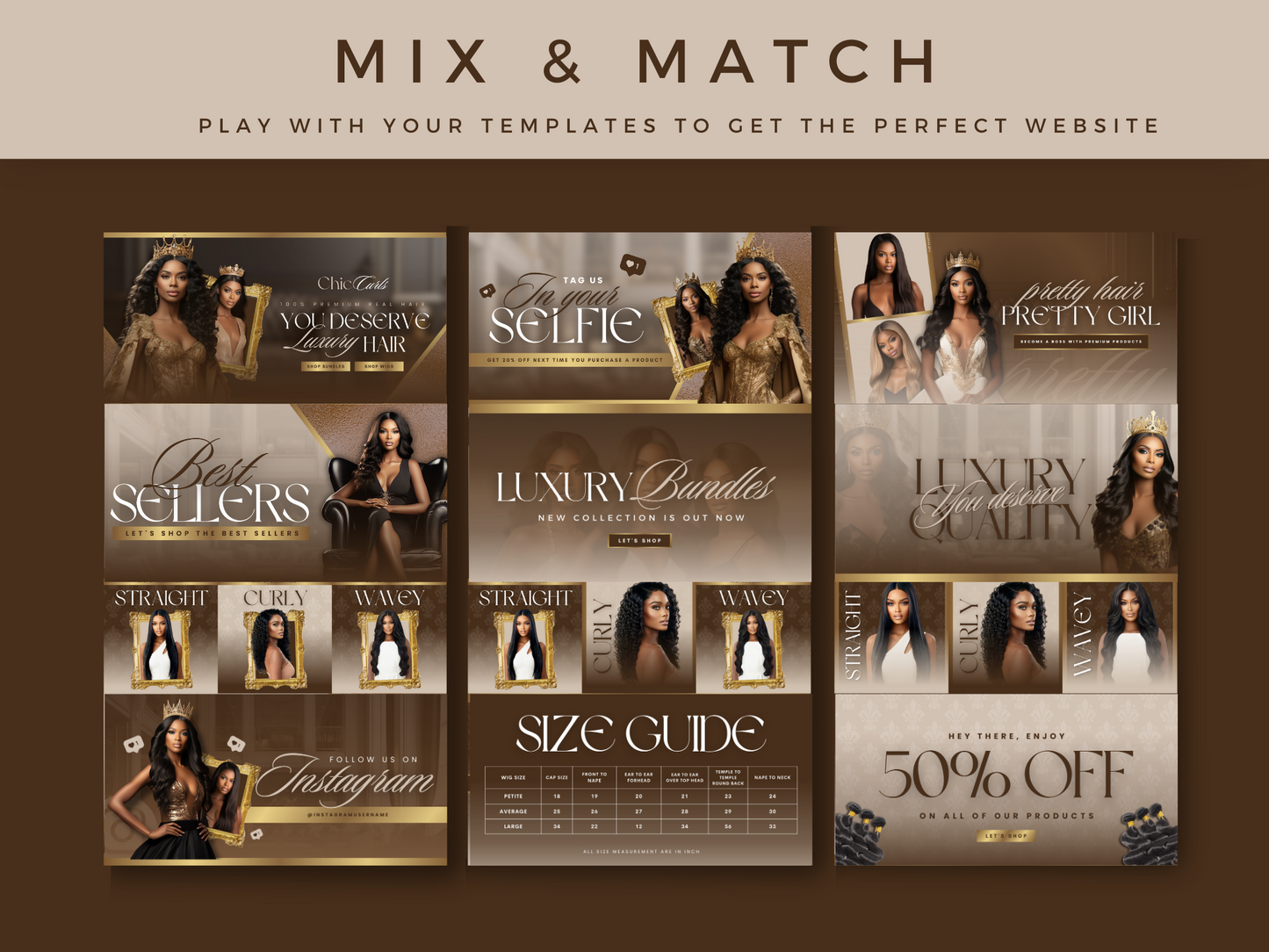 Brown & Gold Hair Web Banners