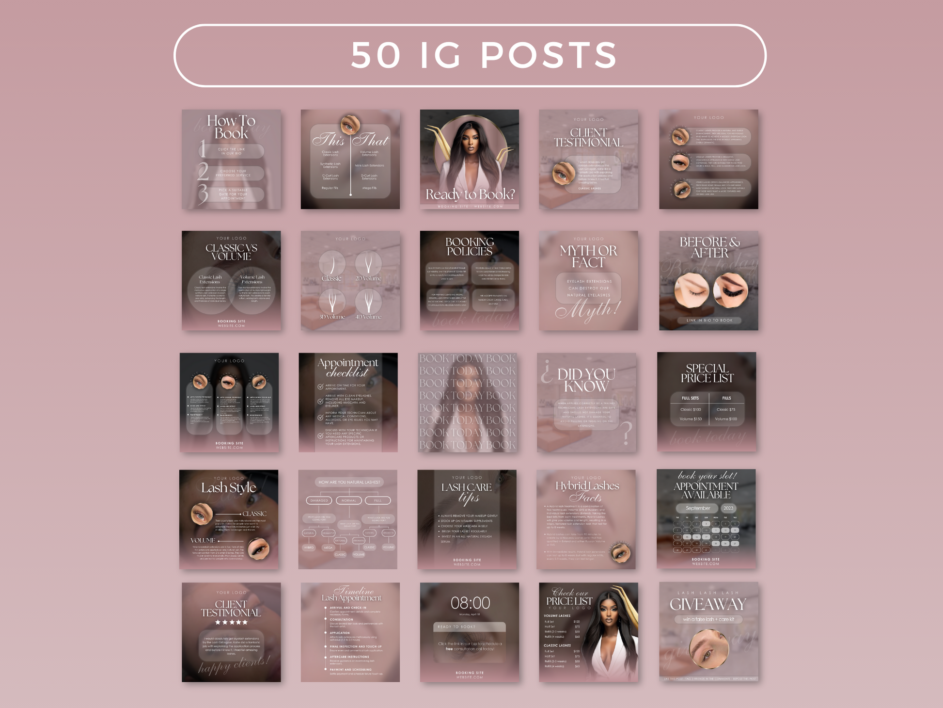 Gold & Pink Lash Tech Instagram Kit - Shaima Studio