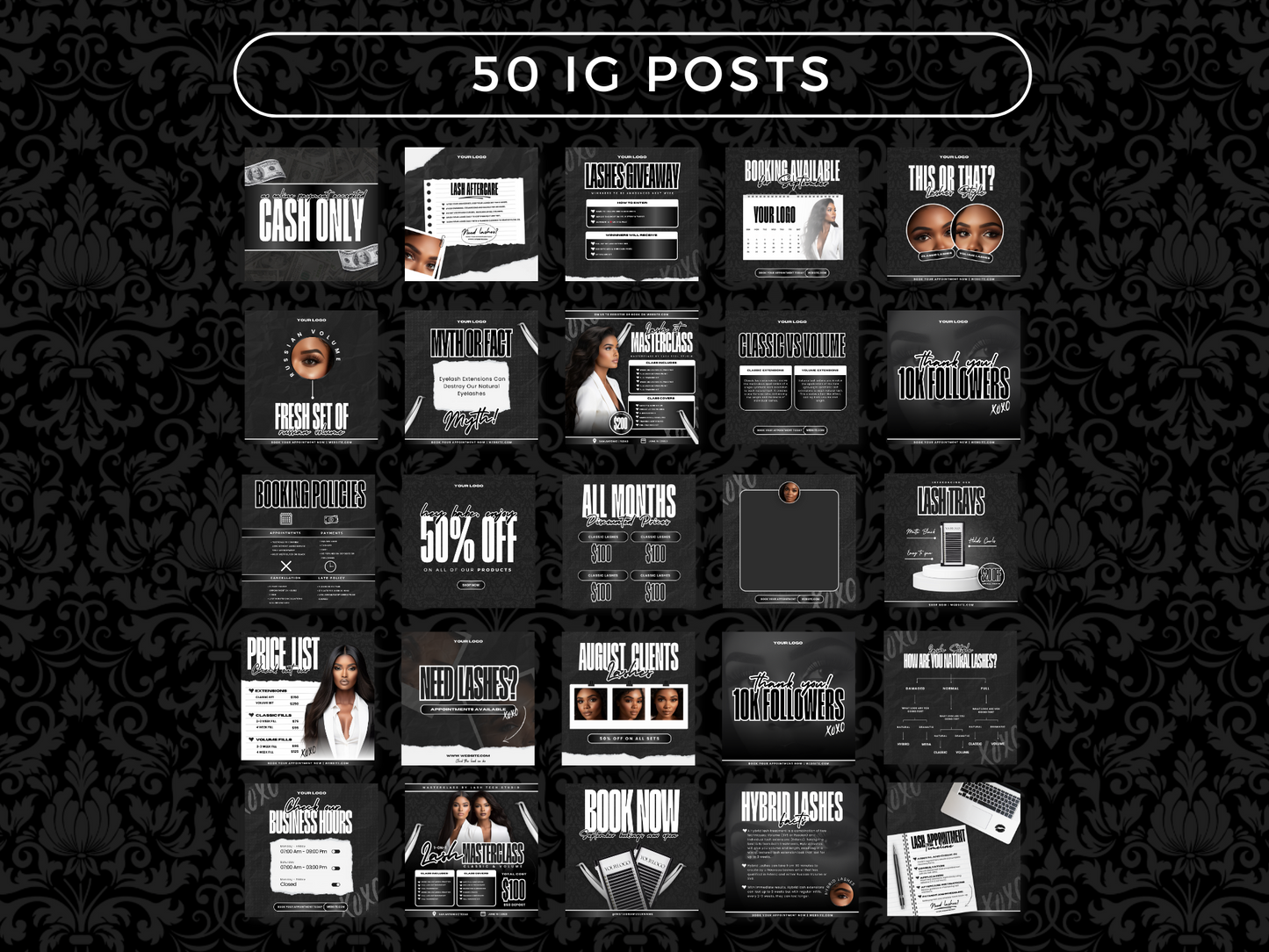 Black & White Lash Tech Instagram Kit
