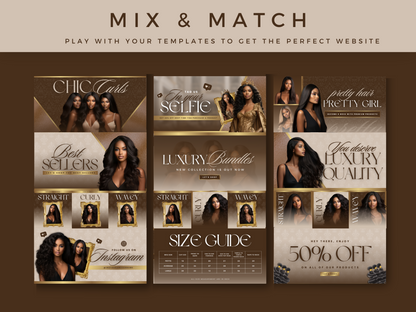 Luxury Brown & Gold Hair Web Banners
