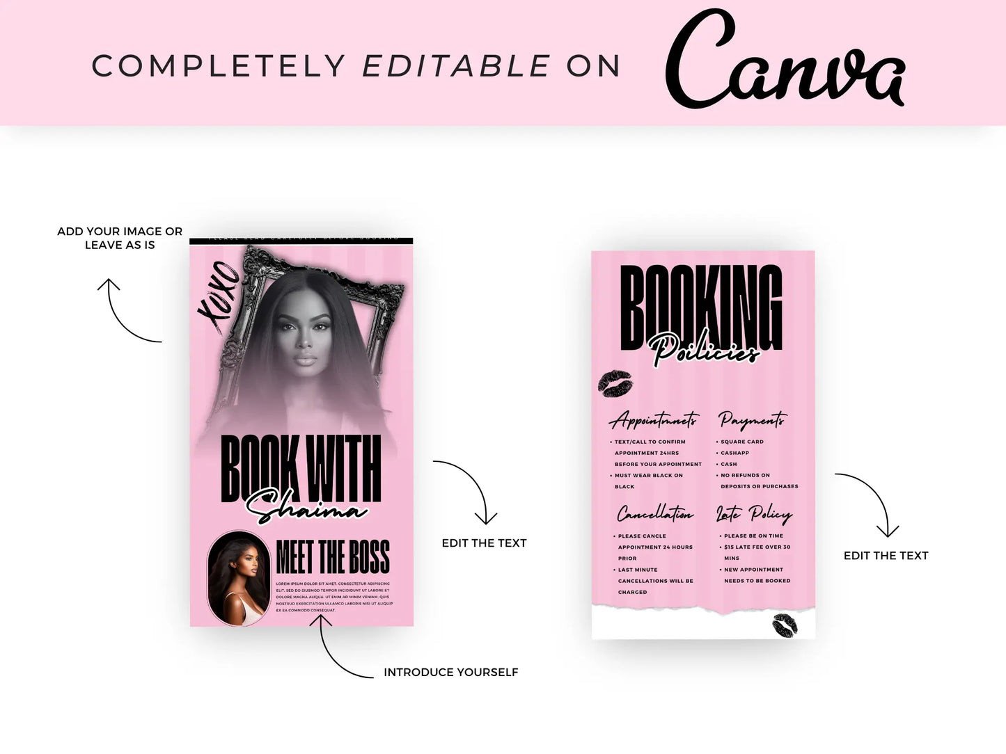 Pink & Black Acuity Scheduling Site Template - Shaima Studio