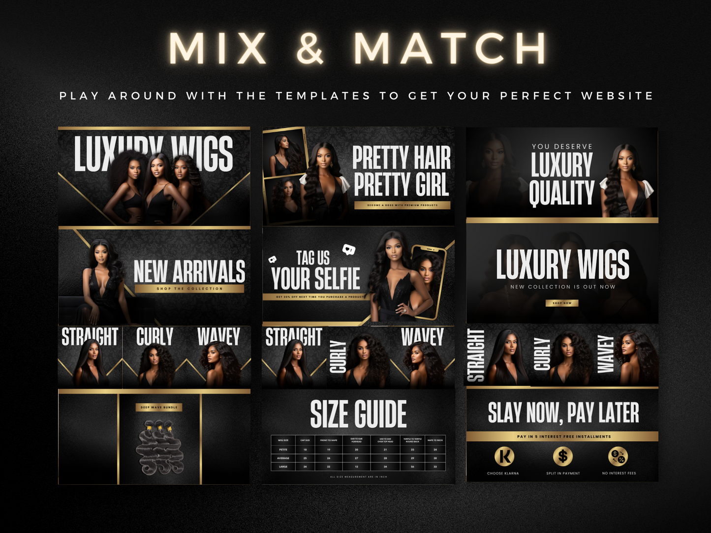 Gold & Black Hair Web Banners