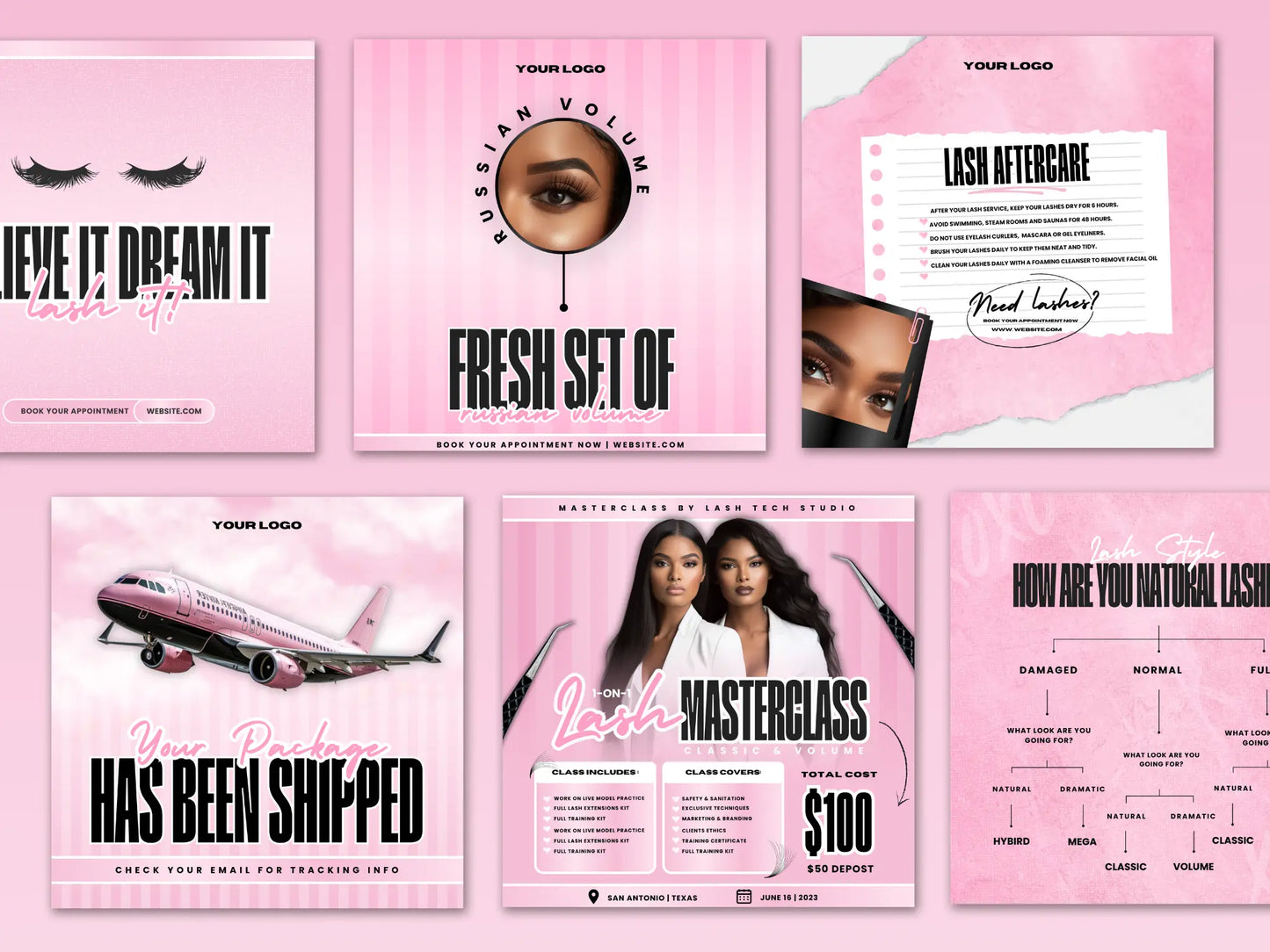 Pastel Pink Lash Tech Instagram Kit - Shaima Studio