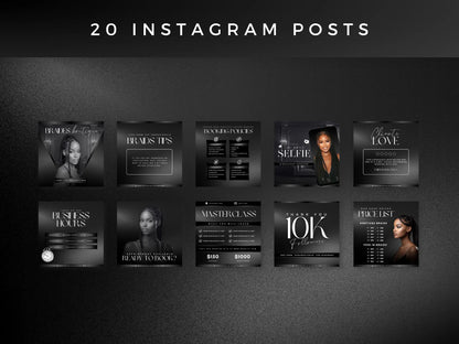 Black Braiding Instagram Kit 20 posts