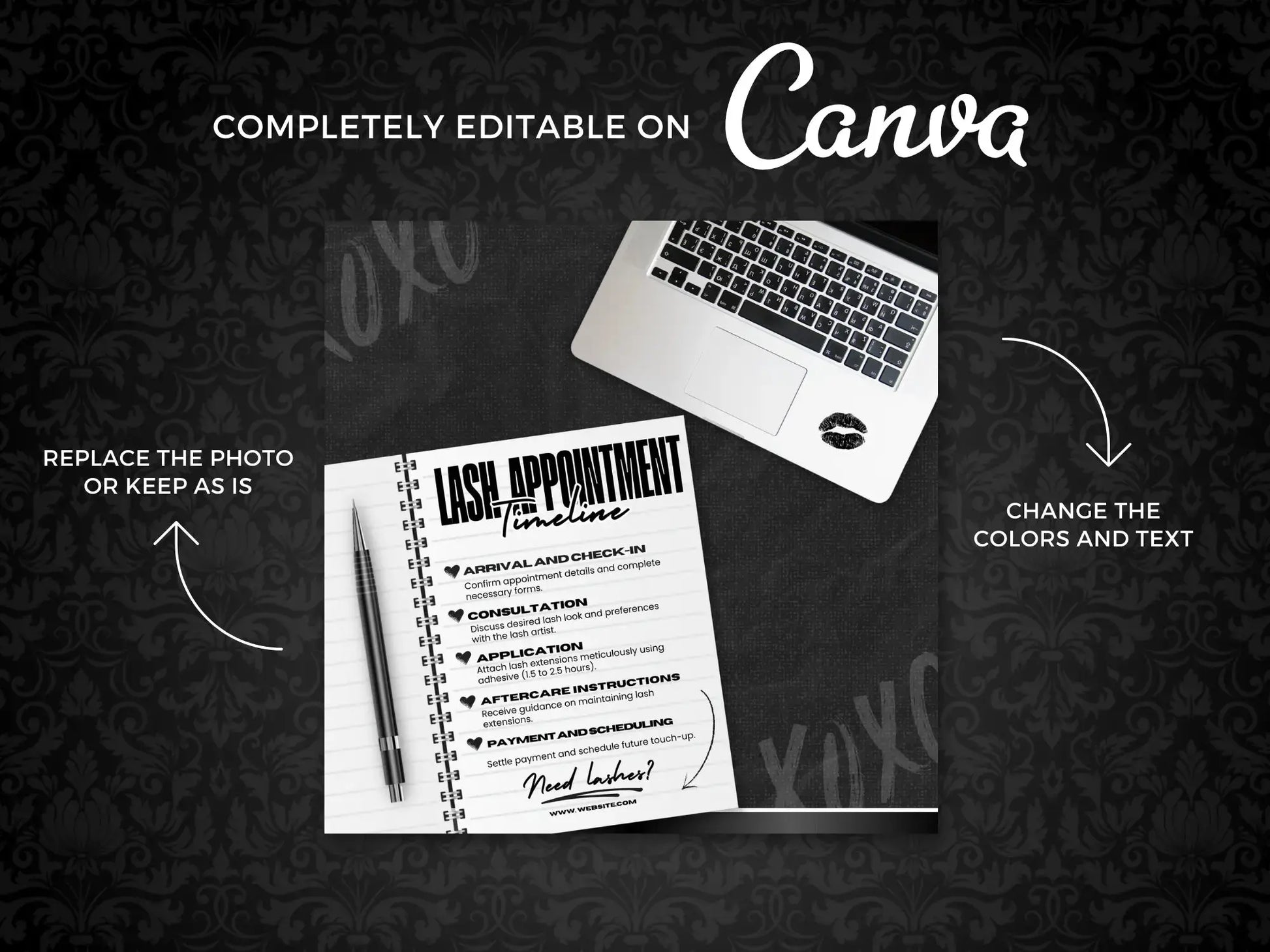 Black Note Appointment Booking Flyer editable on canva