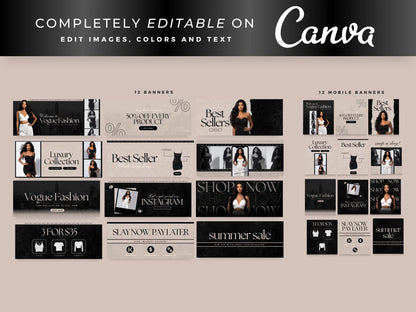 Luxury Beige Black editable on canva