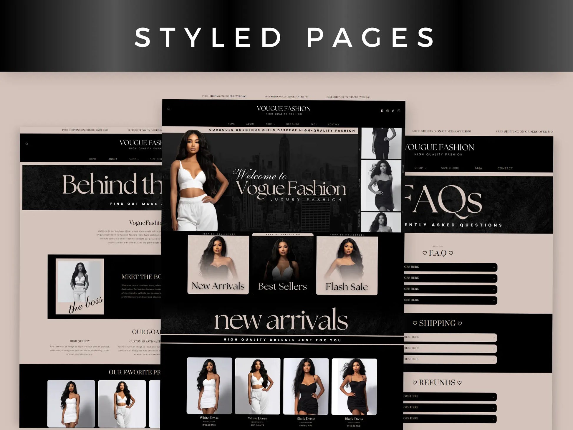 Luxury Beige Black styled pages