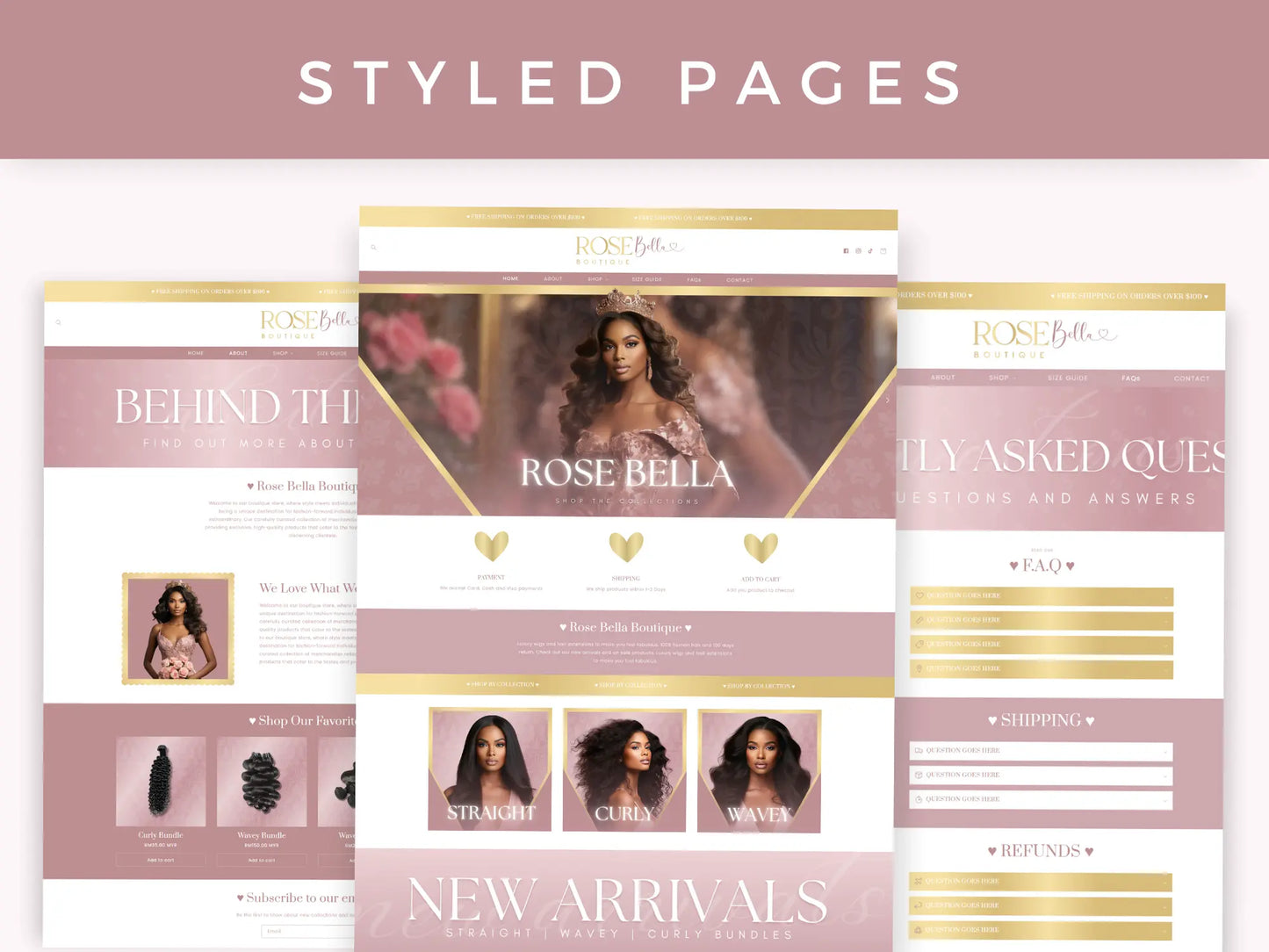 Luxury Rose Gold styled pages