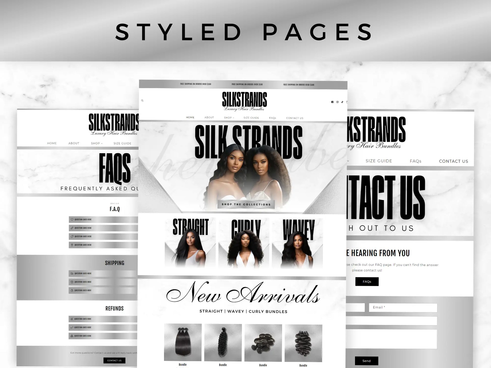 Luxury Silver White Hair styled pages