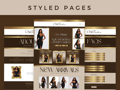 Luxury gold brown styled pages