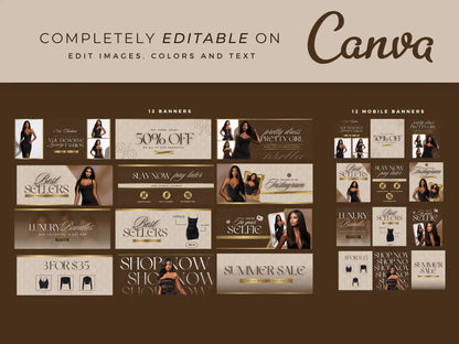 Luxury gold brown editable on canva