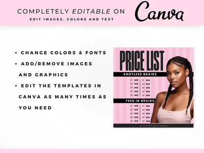 Pink Braiding Instagram Kit editable on canva