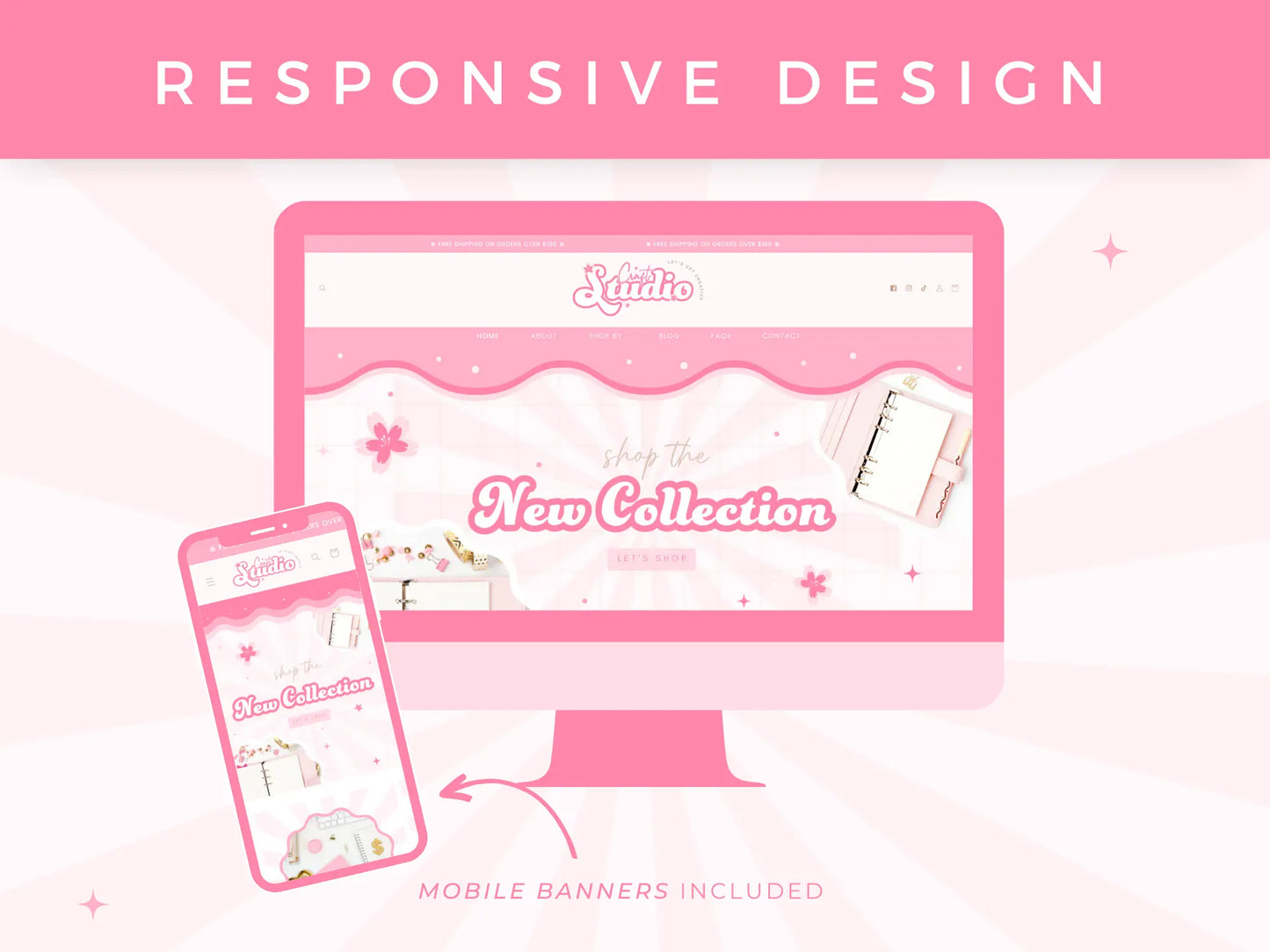 Pink Shopify Theme responsive design