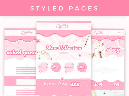 Pink Shopify Theme styled pages