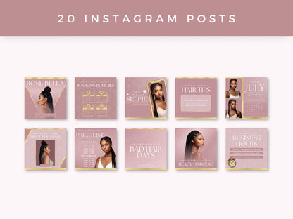 Rose Gold Braiding Instagram Kit 20 posts