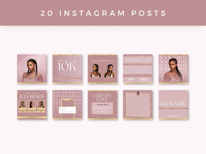 Rose Gold Braiding Instagram Kit 20 posts2