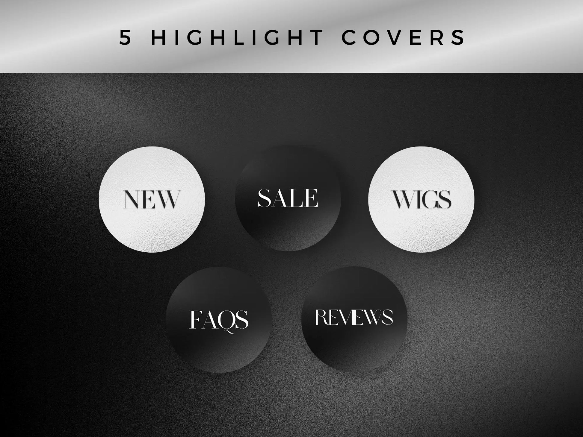 Silver Black Braiding Instagram Kit 5 highlight covers