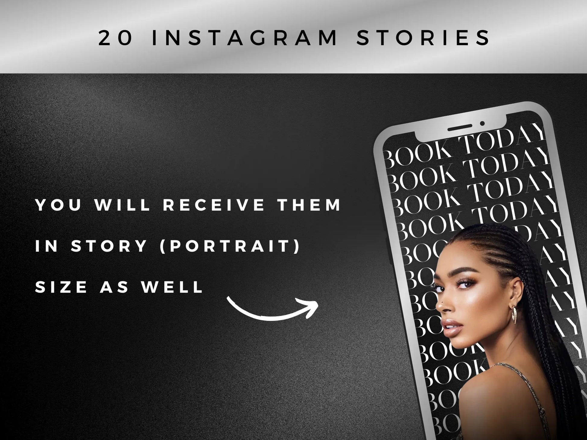 Silver Black Braiding Instagram Kit 20 instagram stories