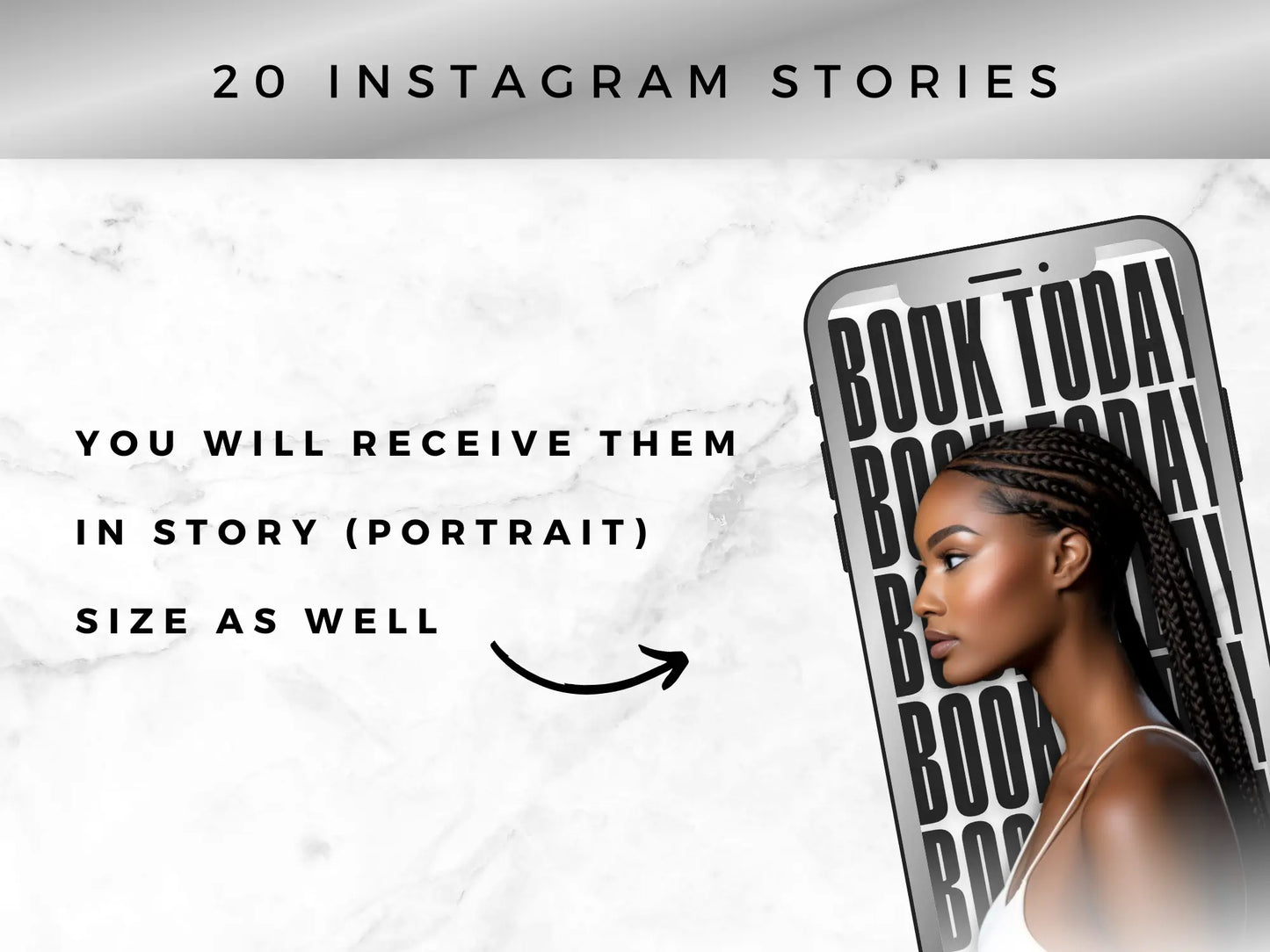 Silver White Braiding Instagram Kit 20 instagram stories