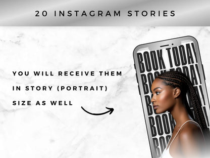 Silver White Braiding Instagram Kit 20 instagram stories