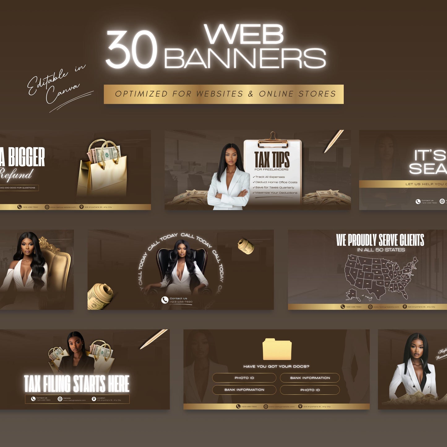 60 Tax Prep Banners | Accountant Templates | Corporate Business Website Banners | Credit Repair | Tax Consultation Banner | Shopify | Wix