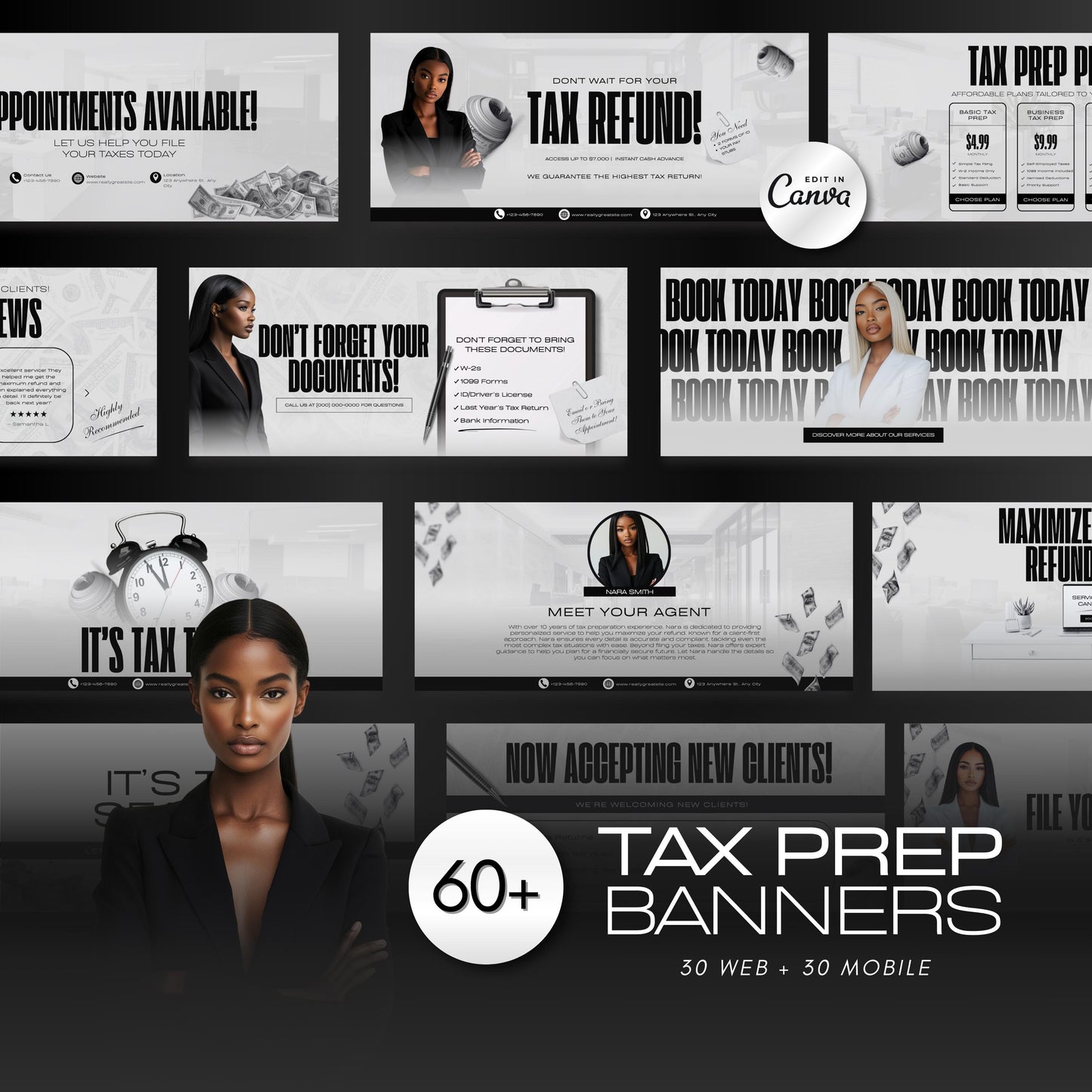 60 Tax Prep Banners | Accountant Templates | Corporate Business Website Banners | Credit Repair | Tax Consultation Banner | Shopify | Wix